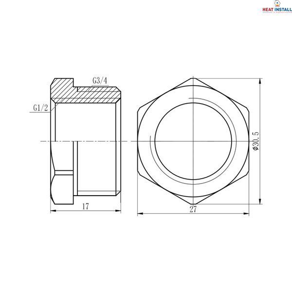 Футорка Thermo Alliance Forte 3/4"х1/2" ЗВ хром SF374H2015 SD00002756 фото