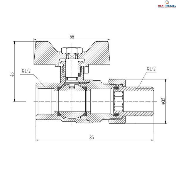 Кран кульовий "Американка" Thermo Alliance Forte 1/2" прямий SF220W15 SD00017967 фото