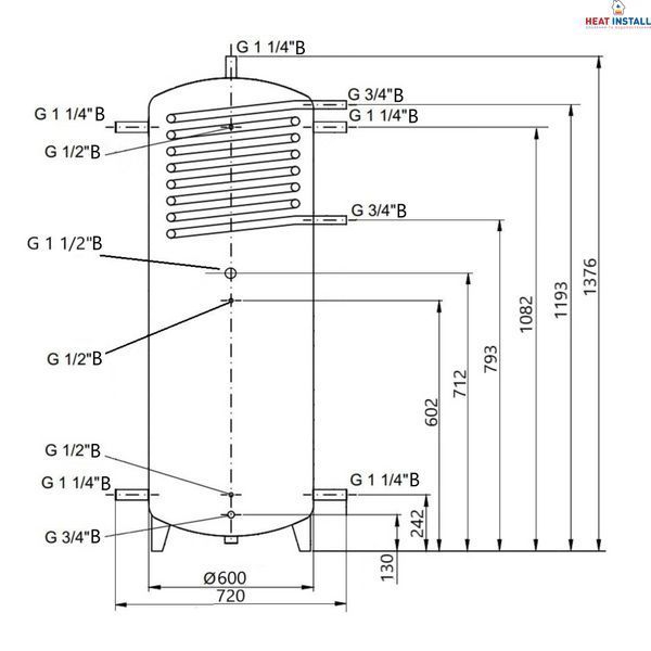 Теплоакумулятор Thermo Alliance TAI-10 350 з теплообмінником 1,4 кв. м без ізоляції SD00046650 фото