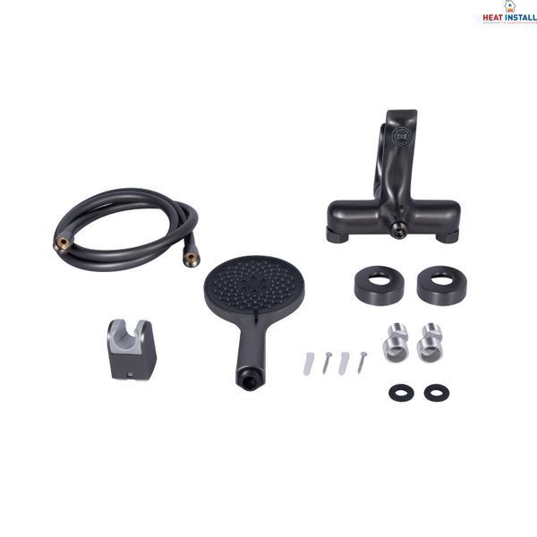 Змішувач для ванни Qtap Vlasta New (з душовим гарнітуром) QTVLA259GMB45643 Gunmetal Black PVD SD00051767 фото