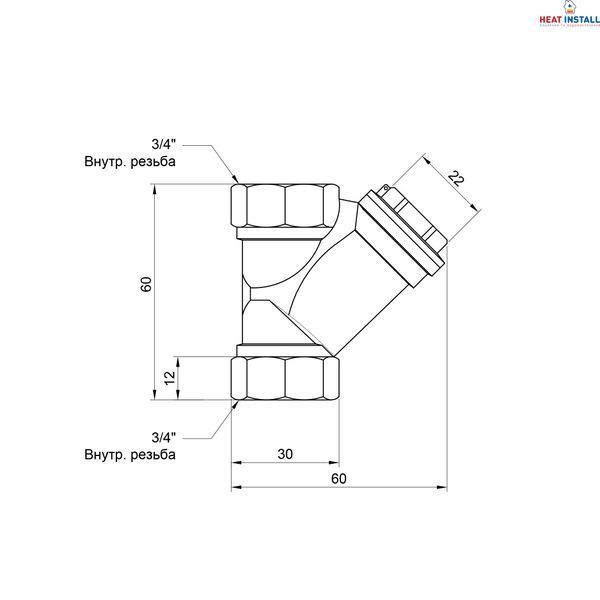 Фільтр грубої очистки Thermo Alliance Base 3/4"ВВ для води косий SD124W20 SD00010240 фото