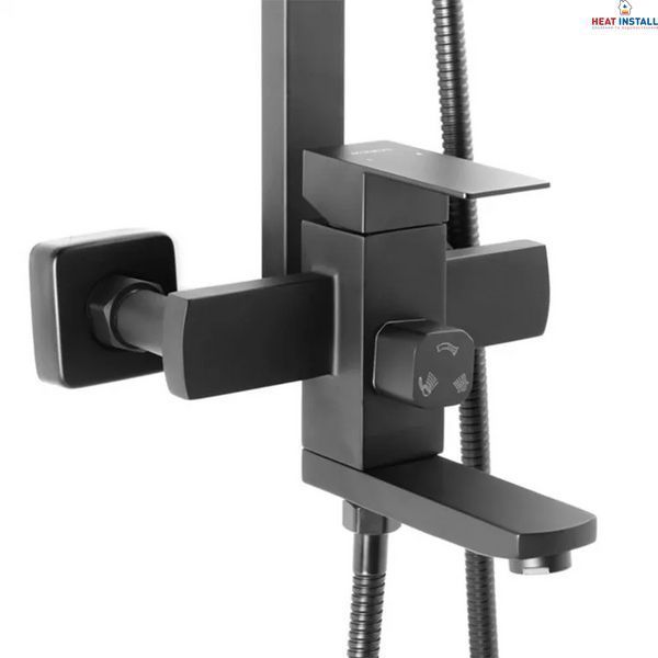 Душова система WEZER PRO16-02-BLACK, вилив - перемикач на лійку, 3-функції, чорний 1044121 фото