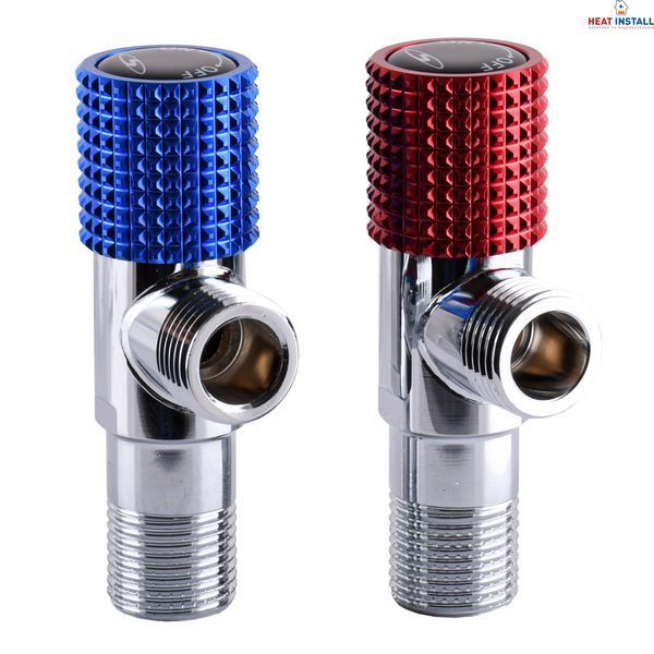 !!Набір кранів кутових кераміка SOLOMON EXCLUSIVE 1/2&Prime;X1/2&Prime; 9889 RED/BLUE (1уп.) 000025175 фото