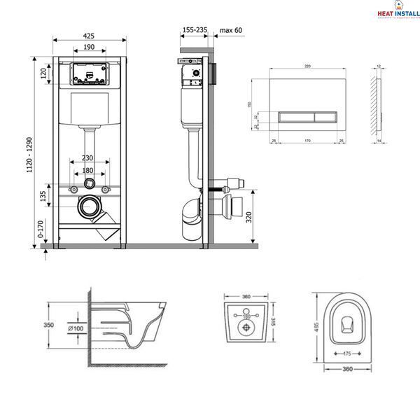 Готове рішення Qtap для ванної кімнати: підвісний унітаз Jay Ultra Quiet 485x360x320 + комплект інсталяції Nest 4 в 1 (лінійна клавіша Matt Black) SD00051263 фото