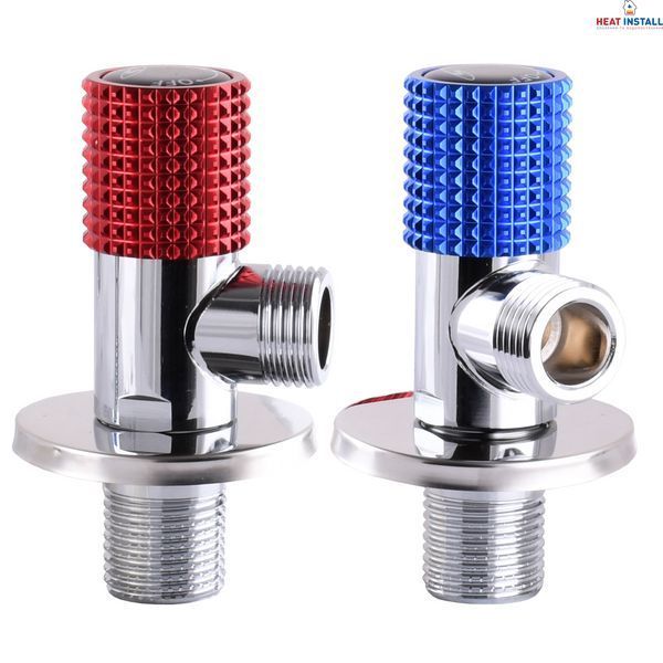 !!Набір кранів кутових кераміка SOLOMON EXCLUSIVE 1/2&Prime;X1/2&Prime; 9889 RED/BLUE (1уп.) 000025175 фото