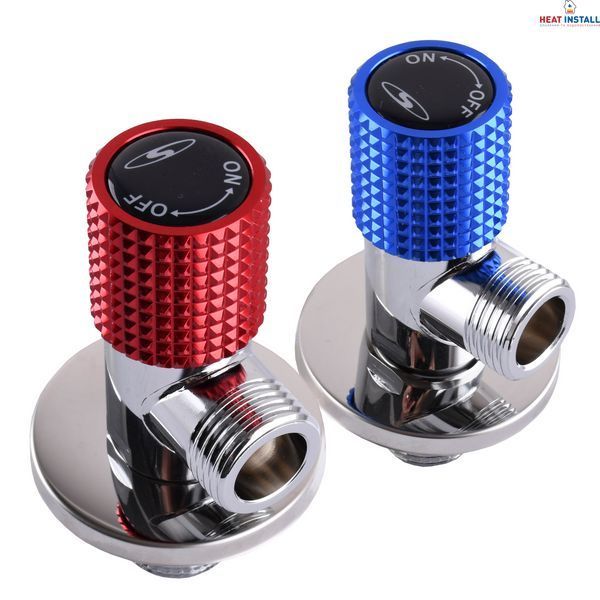 !!Набір кранів кутових кераміка SOLOMON EXCLUSIVE 1/2&Prime;X1/2&Prime; 9889 RED/BLUE (1уп.) 000025175 фото