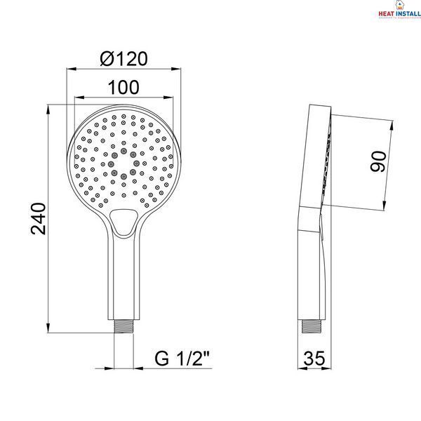Лійка для ручного душу Qtap Rucni 120 мм округла QTRUCA120O3KBB Black Matt SD00041889 фото