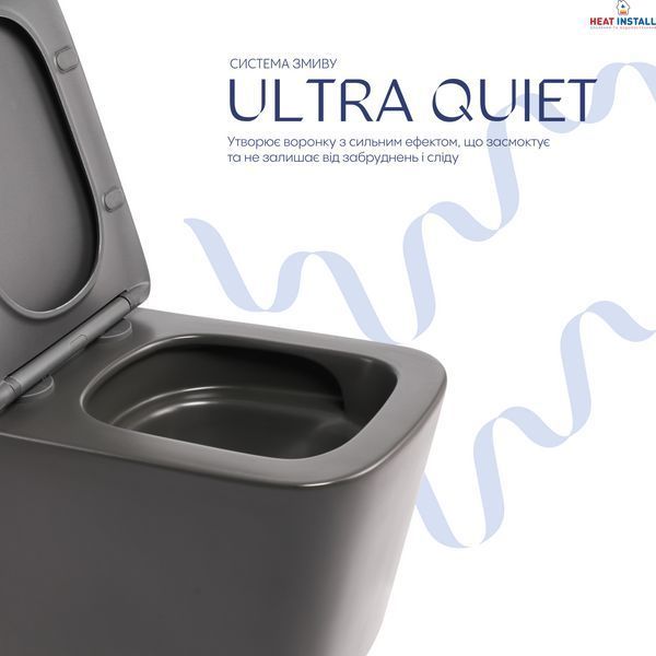 Унітаз підвісний Tern Ultra Quiet 490&times;365&times;325&nbsp;мм, Anthracite, з сидінням Slim Duroplast / Soft-close / Quick Release QT17332303ASAN Qtap SD00054288 фото