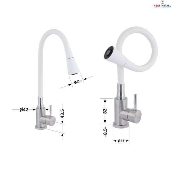 Змішувач для кухні Lidz Aria 015F31 з гнучким виливом (k35) LDARI015F31WNK36981 White / Nickel SD00043084 фото