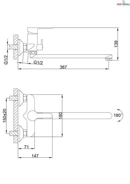 Змішувач для ванни Frap F2241, білий/хром 1033658 фото