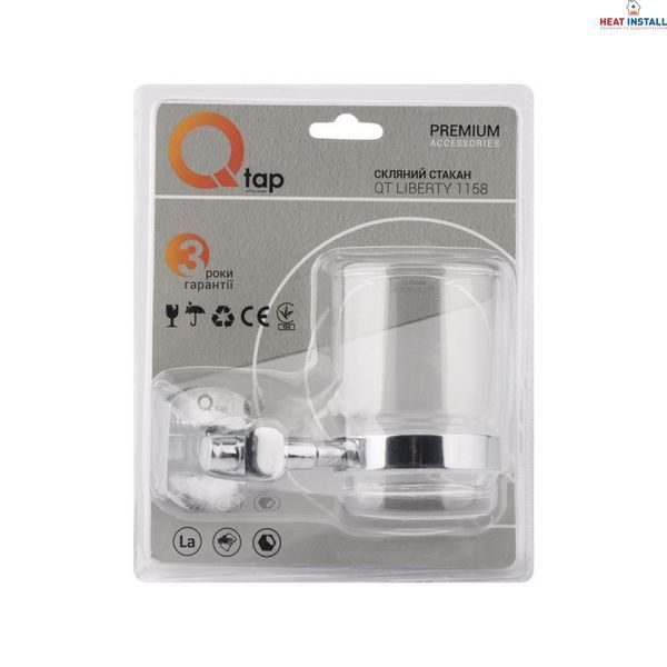Склянка з тримачем Qtap Liberty настінна QTLIBCRM1158 Chrome SD00031284 фото