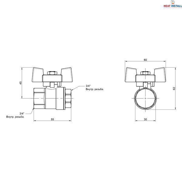 Кран кульовий Thermo Alliance Standart 3/4" ВР для води (метелик) SD602NW20PN40 SD00021324 фото
