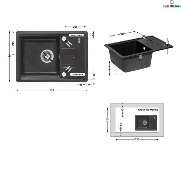 Кухонна мийка Lidz 620x435/200 BLM-14 (LIDZBLM14620435200) SD00043260 фото