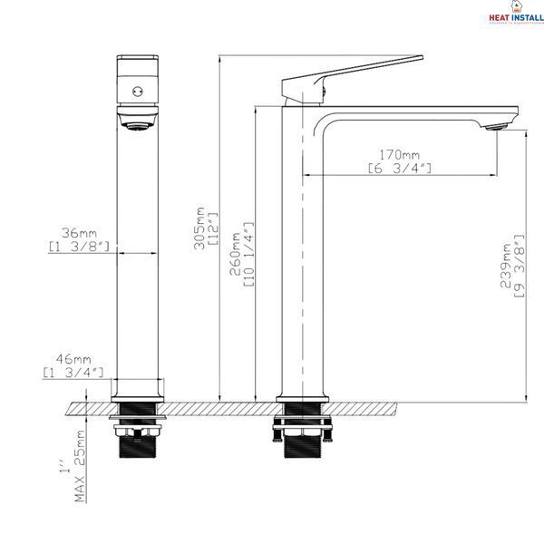 Змішувач для раковини високий Qtap Capricorn, Chrome (k26) QTCAP1060H102C48220 SD00054344 фото