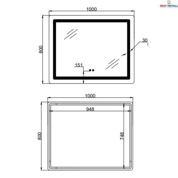 Дзеркало Lidz Kubis (KU2) 1000х800 з LED-підсвічуванням Touch, з антизапотіванням, з димером, рег. яскравості LD78LF6141008048450 SD00054574 фото