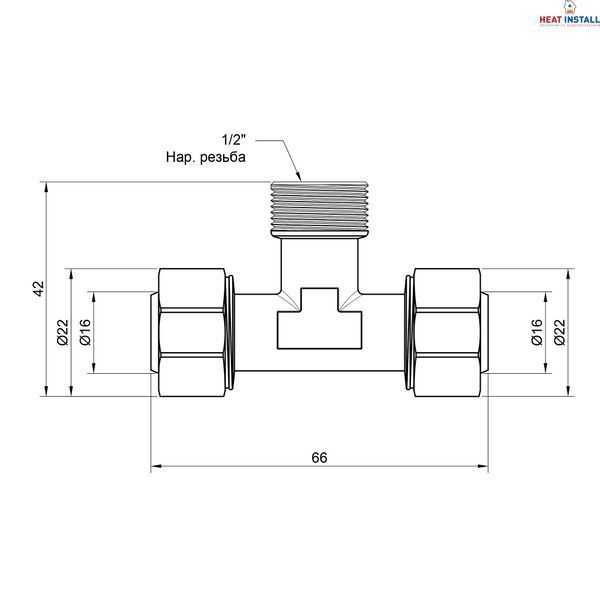 Трійник обтискний Thermo Alliance Standart 16х1/2"х16 ЗР SD160W161516 SD00002668 фото