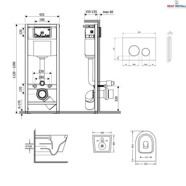 Готове рішення Qtap для ванної кімнати: підвісний унітаз Swan Ultra Quiet 485x360x320 + комплект інсталяції Nest 4 в 1 (кругла клавіша Matt Black) SD00051274 фото