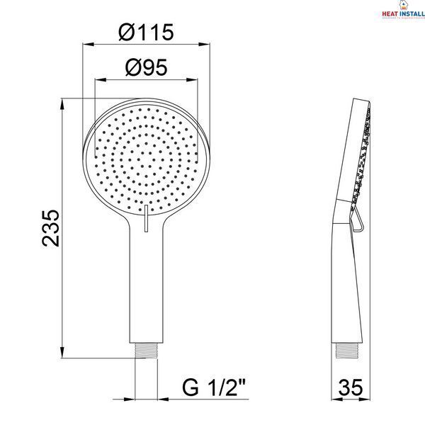 Лійка для ручного душу Qtap Rucni 115 мм округла QTRUCA116O3PBB Black Matt SD00041905 фото