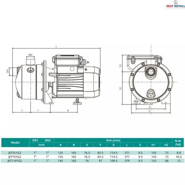 Відцентровий насос SHIMGE JET551G2 (0.55 кВт, Нmax 38 м, Qmax 67 л/хв) 1046147 фото