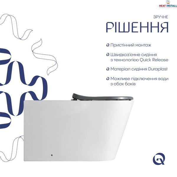 Унітаз підлоговий Qtap Freedom інклюзивний безбачковий Rimless безобідковий з сидінням Soft-close WHITE QT22223368W SD00052584 фото