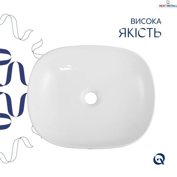 Раковина накладна Qtap Aquarius 470x380x120 мм, Marble, прямокутна, з донним клапаном QTAQA188MR49782 SD00055906 фото