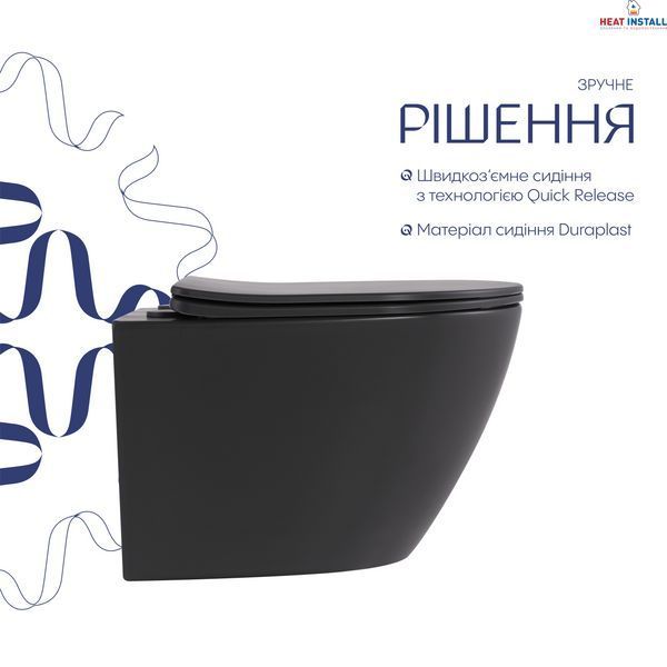 Унітаз підвісний Robin Ultra Quiet 490&times;365&times;325 мм, Anthracite, з сидінням Slim Duroplast / Soft-close / Quick Release QT13332381АSAN Qtap SD00054283 фото