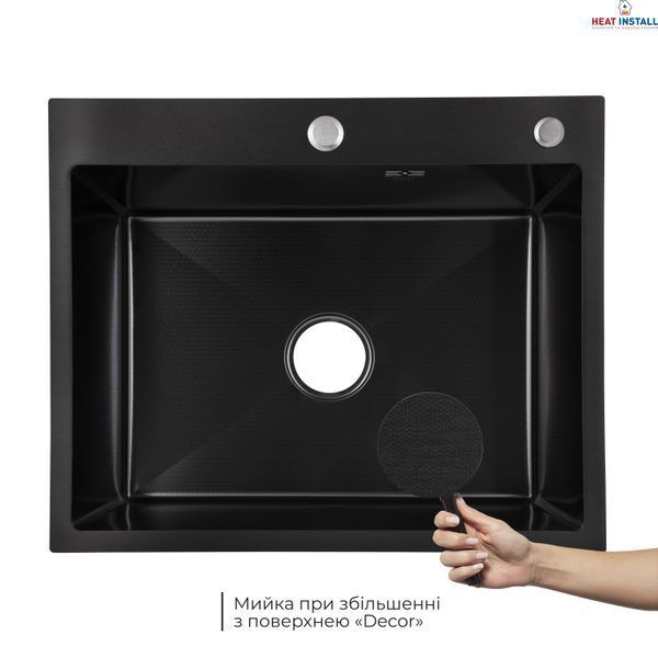 Lidz Handmade H6050HB Мийка для кухні інтегрована Decor Black PVD Honeycomb 2,5/0,5 мм LDH6050BDECPVD48371 SD00054495 фото