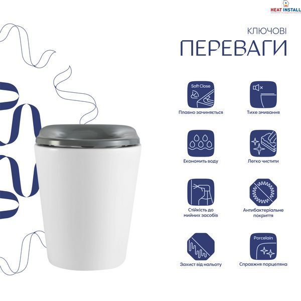 Унітаз підлоговий Qtap Freedom інклюзивний безбачковий Rimless безобідковий з сидінням Soft-close WHITE QT22223368W SD00052584 фото